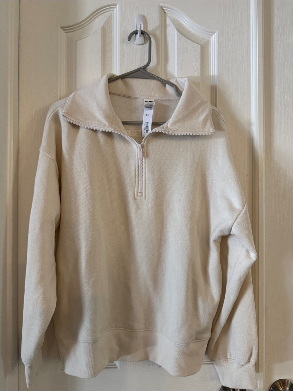 PINK Victoria's Secret Half-Zip Pullover Sweatshirt in Cream